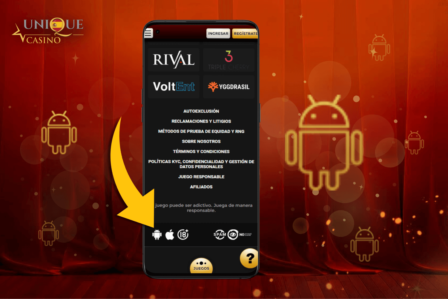 Cómo descargar el archivo APK de Unique Casino para Android en España