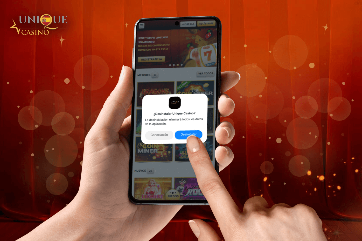 Instrucciones para desinstalar la aplicación de Unique Casino en tu dispositivo