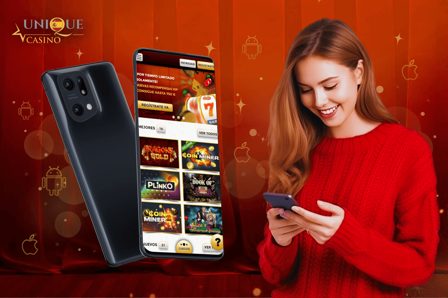 Lista de dispositivos Android e iOS compatibles con la app de Unique Casino en España