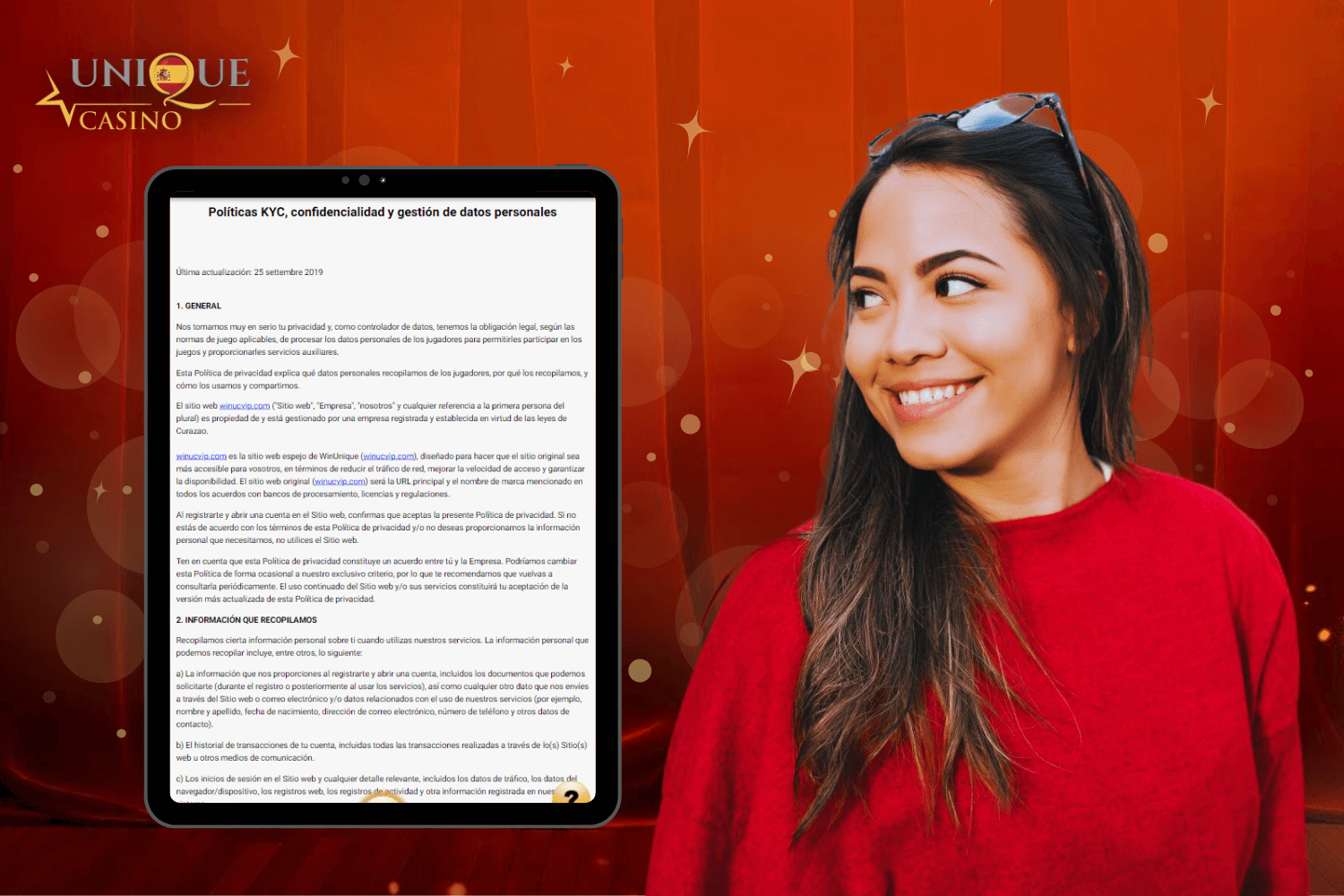 Declaración de política de privacidad en Unique Casino España