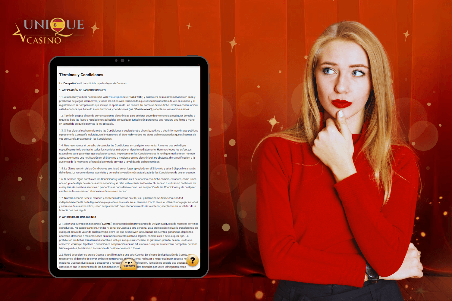 Reglas y condiciones generales en Unique Casino España