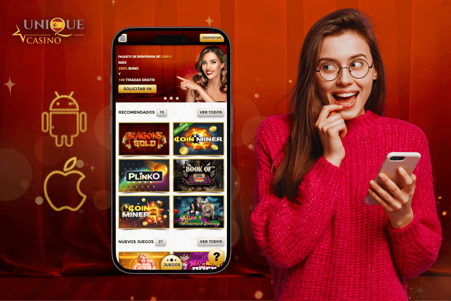 Aplicación móvil de Unique Casino para usuarios españoles